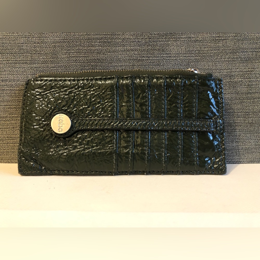 HOBO International slim leather dark green wallet clutch